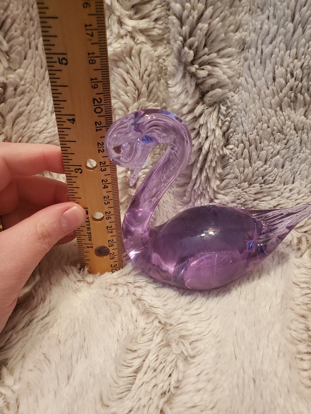Vintage Konstglas Ronneby Sweden Lavender Purple Art Glass Swan Bird Figurine - Picture 7 of 8